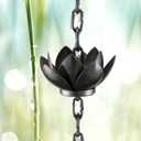 Oak Leaf Rain Chain with Adapter, 8.5ft Adjustable Lotus Rain Catcher Chain for Gutters Outside Downspout, for Divert Water and Home Display, Black Powder Coated