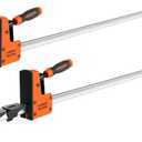 JORGENSEN 50-Inch Parallel Bar Clamp, Heavy-Duty Cabinet Master Clamp for Woodworking Glue-Up, 2200 lbs Force, Quick Release, Spreader Function, 2-Pack
