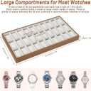 LOYALHEARTDY 30 Grid Watch Jewelry Tray Organizer Wooden Box Organizer Display Tray Watch Bracelet Display Holder with Removable Pillow for Men & Women Storage and Display