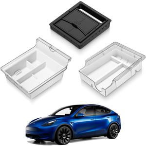 YONZEE 3PCS Center Console Organizer Tray for Tesla Model Y(2020-2024),Model 3(2020-2023) Accessories,with Armrest Hidden Upgrade Center Console Organizer