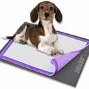 TidyFriend Dog Pee Pad Holder Tray Fits for 30 x 36 Pee Pads with Corner Lock Holes, Raised Edges, Non-Spill, Easy to Clean Silicone Dog Potty Tray Holder, for Indoor Floor Protection (Grey)