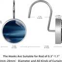 Navy Blue Shower Curtain Hooks Set of 12 Rustproof Metal Shower Hooks for Curtains Rods Shower Curtain Rings for Bathroom Living Room Bedroom Decor