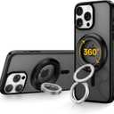 SYNCWIRE for MagSafe Phone Grip, 360 Rotation Magnetic Cell Phone Grip Magnetic Ring Holder Kickstand Mag Safe Ring Stand Compatible with iPhone 17 16 15 14 13 12 Pro Max MagSafe Accessories Android (Black)