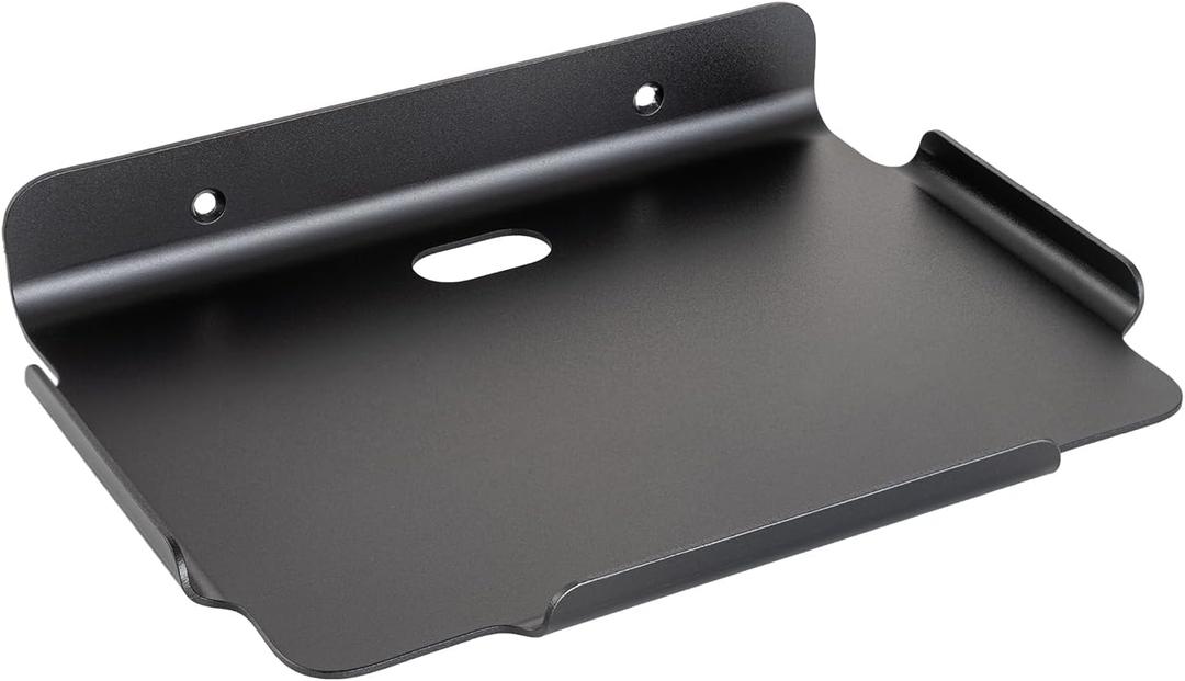 Shinewider 8.5''x6.3'' Deep Metal Floating Shelves,Folating Metal Wall Slelves with Lip for Speakers, Router,Camera,Plants,Wall Mounted Shelves for Bedroom,Bathroom, Living Room,Black