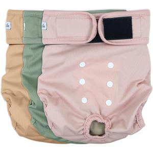 Washable Female Dog Diapers - Premium Reusable Diapers for Doggie in Heat - Highly Absorbent Dog Diapers Female for Pet Incontinence with Adjustable Snaps (Morandi, M) (Medium (12-15Waist)