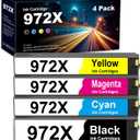 972X Ink Cartridges Replacement for HP 972X 972A 972 for PageWide Pro MFP 477dw 452dw 577dw 552dw 452dn 477d Printers (4-Pack, Black Cyan Yellow Magenta)