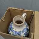 Vintage Flower Vase with Handle Retro Ice Crackle Waterproof Chinoiserie Ceramic Pitcher 8” Blue and White Vase for Home Decor