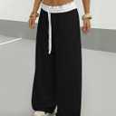 SOLY HUX Women's Camo Pants Wide Leg Baggy Sweatpants Elastic Waist Drawstring Loose Pants Trendy Y2K Drawstring Trousers (Black, XS)