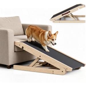 40" Dog Ramp for Couch & Low Bed Extra Wide 16 Non-Slip Walking Surface, Load 200 lbs, Adjustable Pet Ramp with 4" Top Platform for Small Senior Dogs Dachshund Corgi Dog Stairs Alternative