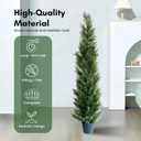 5 Feet Outdoor Artificial Topiary Cedar Tree, Set of 2 UV Resistant Potted Faux Cedar Trees for Outdoors and Indoors, Decorative Fake Shrubs Topiary Trees for Home Living Room Front Door Decor