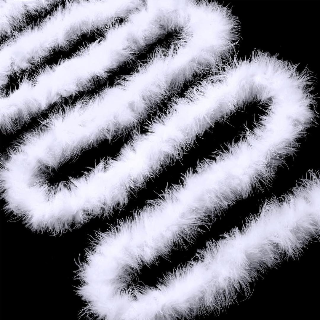 Cindeer Christmas White Feather Boas Marabou Feather Boa Natural Feathers Garland Fur Boas for DIY Crafts Fine Fluffy Boa for Christmas Xmas Party Decoration(8.7 Yard,White)