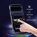 Metal Titanium Frame Privacy Case for iPhone 17 Air, Privacy Screen Protector, Magnetic Adsorption with Safety Buckle Lock, Double Side Tempered Glass, Clear Back Full Body Protection Anti Peep Cover