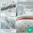 Madison Park Cotton Quilt Set Floral Print, Double Sided Stitching, All Season, Lightweight Coverlet Shabby Chic Bedding Layer, Matching Shams, King/Cal King, Aqua 6 Piece