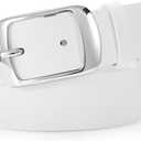 SUOSDEY Women Belts For Jeans Dresses Pants Ladies Leather Waist Belt with Elegant Buckle, Width 1.3" (05-white (Silver Buckle))