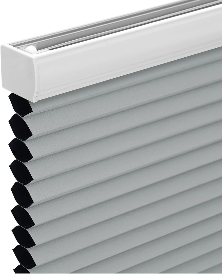 Changshade Cordless Cellular Shades, Blackout Honeycomb Shades for Windows, Pull Down Pleated Blinds, Easy to Install for Indoor Windows and French Doors,20" W x 48" H, Grey