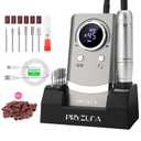 Portable Nail Drill Electric File: 45000RPM Professional Rechargeable Nail E File Machine for Acrylic & Gel Nails, Cordless Efile with 7 Drill Bits, 56 Sanding Bands & Base for Salon Home (Gray)