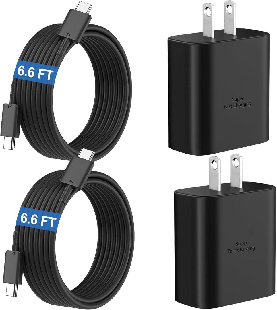 45W Super Fast Charger USB C Android Phone Type C Charger Fast Charging Block with 6.6FT Cord for Samsung Galaxy S26/S26 Ultra/S26+/S25 Ultra/S25/S24 Ultra/S24/S23 Ultra/S22/S21/S20/Note 10, Black