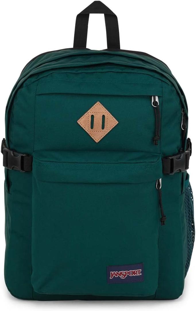 JanSport Main Campus Backpack - Travel or Work Backpack with 15-Inch Laptop Sleeve and Dual Water Bottle Pockets, Deep Juniper, One Size