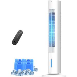 Windowless Portable Air Conditioner, 35" Evaporative Air Cooler with Remote, 3 Speeds, Large Water Tank, Oscillating Cooling Fan