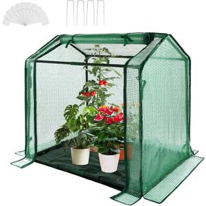Ileading Small Greenhouse for Outdoor Indoor Portable Mini Garden Green House with Waterproof Pad, 4 Ground Stakes, 10 T-Shaped Plant Tags, Durable PE Plant Cover Tent, 33.5x23.2x32.5 Inch