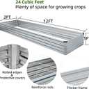 Meberam 2 Pack 12x2x1FT Galvanized Raised Garden Beds Kit Outdoor Metal Gardening Planter Box for Vegetable Elevated Flower Herbs,Silver