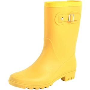 Women's Mid Calf Rain Boots Waterproof Fashion Garden Shoes Anti-slipping Rainboots For Women Comfortable Insole Light Rain Shoes (7.5, Yellow)