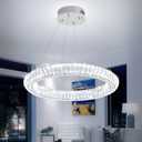 23.6'' LED Ring Chandelier Modern Crystal Ring Pendant Light Adjustable Round Chrome Crystal Chandelier Light for Dining Room Living Room