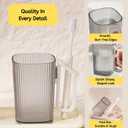 2 x Toothbrush Cup 14oz Bathroom Cup with Comfortable Handle, 400ml Mouthwash Cup Reusable Bathroom Tumbler Easy to Clean, Durable Plastic Large Capacity Toothbrush Holders Cup(1Pcs, Grey&White)