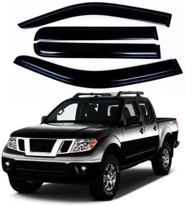 Tape-On Rain Guard 4-Piece for 05-20 Nissan Frontier Crew Cab Windows Visor Shield Shade Smoke 94407