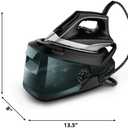 Rowenta Iron Steamer for Clothes Master Steam Station, Professional Steam Iron for Clothes with Stainless Steel Soleplate, 57 Oz, 400 Microsteam Holes, Built-In Pump, 1750 Watts, Black/Green, VR8338