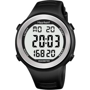 Waterproof Pedometer Watch No APP with Light, Digital Display Step Counter Watch for Calories Seconds Alarm Steps, Fitness Tracker Watch for Men Women (black)