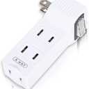 SYCON 4 Outlet Wall Adapter with A Power Switch and Night Light, 2-Prong Extender Adapter Plug with 4 Electrical Outlets for Travel Home Hotel Office-White 1 Pack