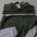 Women's High Waisted Bikini Sets Push Up Twist Front Spaghetti Straps Ruched Two Piece Swimsuit Bathing Suit (XX-Large, Olive)