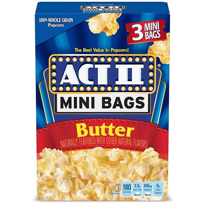 Act II Mini Bags Butter Microwave Popcorn, 1.58 oz., 3-Count Bags (Pack of 12), EXP DEC082026