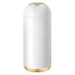 48L/12.5 Gallon White Gold Stainless Steel Kitchen Trash Can, Round Open Top Waste Bin Garbage Bin for Home Office Restaurant Commerical Using (White Gold, 12.5gallon)