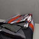 Classic Line Pattern Bedding Quilt Queen Size Modern Grey Red and Black Stripe Quilt with 2 Shams, Gray and Red Comforter Sets Lightweight Breathable Bedspreads Coverlet, 90''x96''