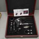 Wine Bottle Opener Gift Set - 8 PCS Corkscrew Opener with Wood Case, Stainless Steel Opener Kit for Birthdays & Weddings