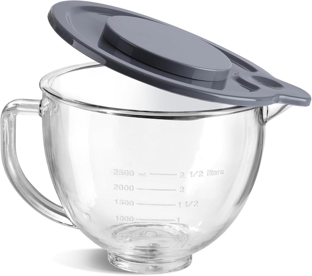 Gdrtwwh Glass Bowl for KitchenAid 4.5-5 Quart Tilt-Head Stand Mixer,Replacement with KitchenAid Artisan Mixer Glass Bowl (Glass Mixing Bowl)