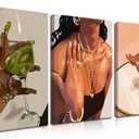 Black Woman Wall Art African American Wall Decor Set of 3 Framed 16x24 Inch
