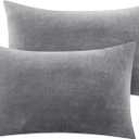 BEDELITE Flannel King Size Pillow Cases Set of 2, Super Soft Fleece Pillowcases with Zipper for Bedroom, Sofa, Couch, Luxury Cozy Fuzzy Velvet Pillow Shams for All Seasons(20x36 Inches, Gray)
