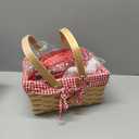 4 Pcs Women's Riding Hood Costume Halloween Party Dress with Red Hooded Cloak White High Socks Picnic Basket