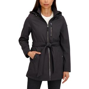 HFX Women's Softshell Transitional Jacket – Bonded Mellow Pile, Wind & Water Resistant Coat, Faux Fur Lining (Black, XL)