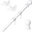 Flag Poles for Outside House 6ft Stainless Steel Metal Black Flag Pole kit Tangle Free Residential Heavy Duty for Truck,House,Porch,Yard,Boat Suitable for 3x5 Heavy Garden Flag (05White, 5ft) (06White)