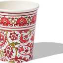 2 x Coterie Paisley Paper Cups (Set of 10) - Red and Green Floral Fancy Cups for Christmas, Holidays, Bridal Showers, and More - Winter Floral Party Supplies | 9oz