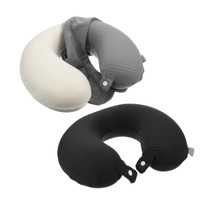 2 Pcs Neck Pillow Covers with Zipper, U Shaped Travel Pillow Case Cover, Replacement Neck Pillows Case, Washable oft Airplane Pillows Covers, Black Grey(Only Cover, No Filler)