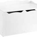 Amazon Basics Kids Wooden Toy Storage Chest with Safety Lid, Spacious Organizer for Bedroom, White, 30" x 18" x 19"