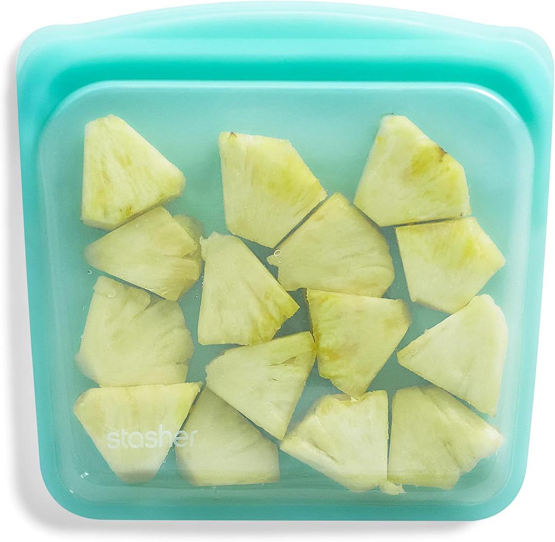 Stasher Premium Silicone Reusable Food Storage Sandwich Bag, Aqua, Microwave, Sous Vide, Dishwasher, Oven and Freezer Safe, BPA Free, Leak-free, Eco-friendly, 28 Oz (Single)