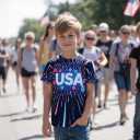 Fourth of July Top 6T Toddler Boys American Flag T Shirt Graphic Polyester USA Star 4th of July Tee Memorial Kids Top