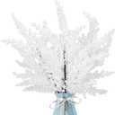 3 Pcs Snowy Artificial Cedar Picks Stems White Frosted Branches Faux Cedar Twigs Christmas Tree Picks and Sprays for Winter Season Arrangement Centerpiece Christmas Holiday Decor (White, 3)