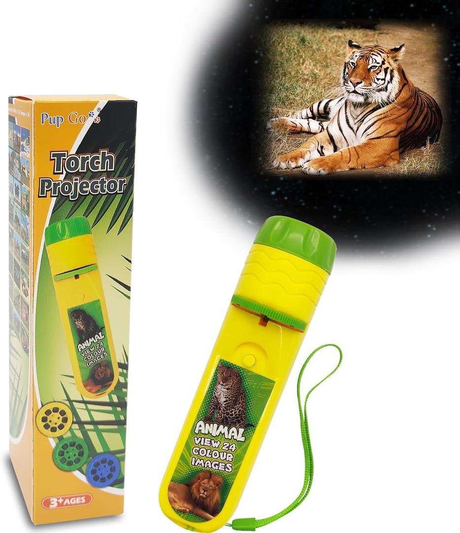 Animal Projector Flashlight for Kids Ages 3+, 3 Discs 24 Images, Safari Animal Toys for Boys & Girls, Kid Wildlife Animals Night Light Projectort, Learning Animals Gifts for Toddler Children